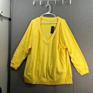 Candace Cameron Bure French Terry V-Neck Sweatshirt Pineapple, Size 3X